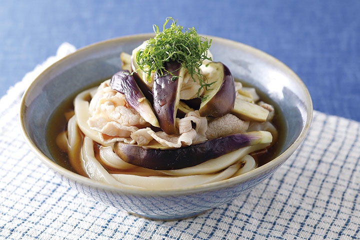 豚しゃぶとなすのぶっかけうどん