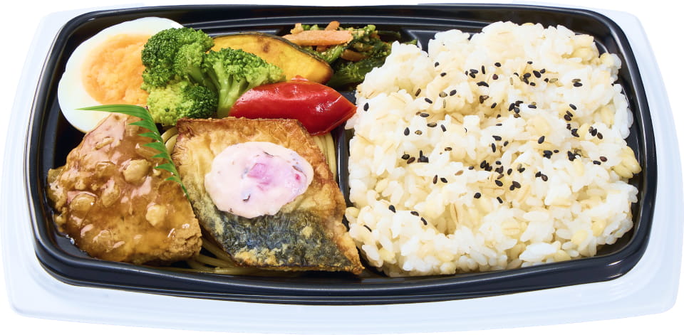 1食分緑黄色野菜の弁当（お肉もお魚も野菜も！いろどり弁当）