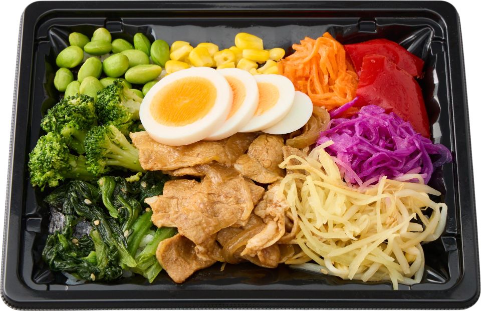 1食分緑黄色野菜のお弁当（ぐるっと彩りグラデーション）