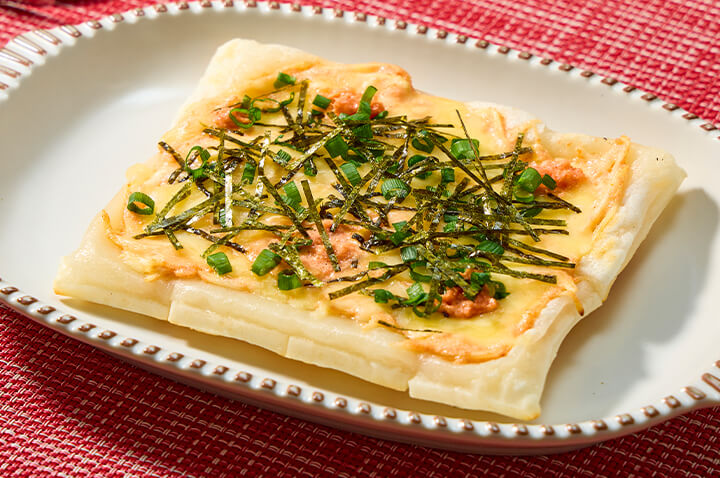 フライパンで簡単！四角い明太もちピザ