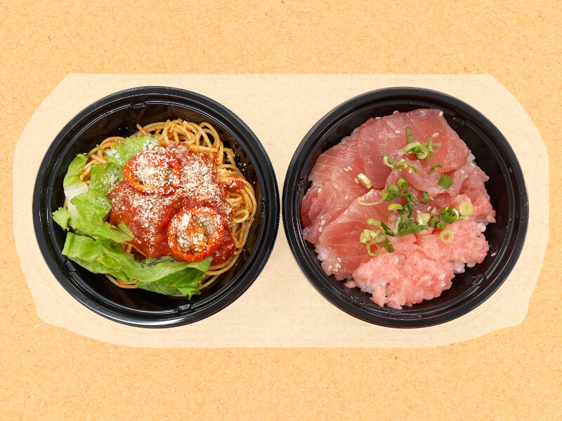 冷製トマトパスタ＆2種のまぐろ丼