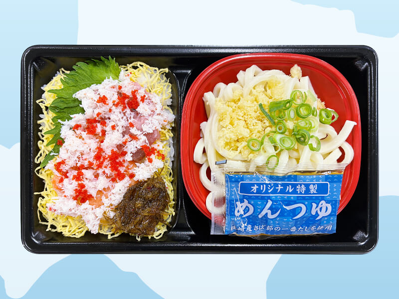 北海道産紅ズワイ蟹入り海鮮丼＆うどん