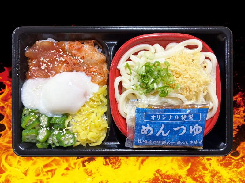 にんにく醤油漬け鮪入りバクダン丼＆うどん