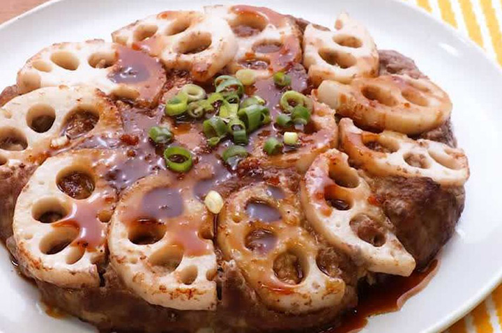 成形いらずで楽々♪れんこんのガリバタハンバーグ