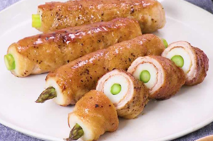 ボリュームアップ♪ アスパラのちくわ肉巻き