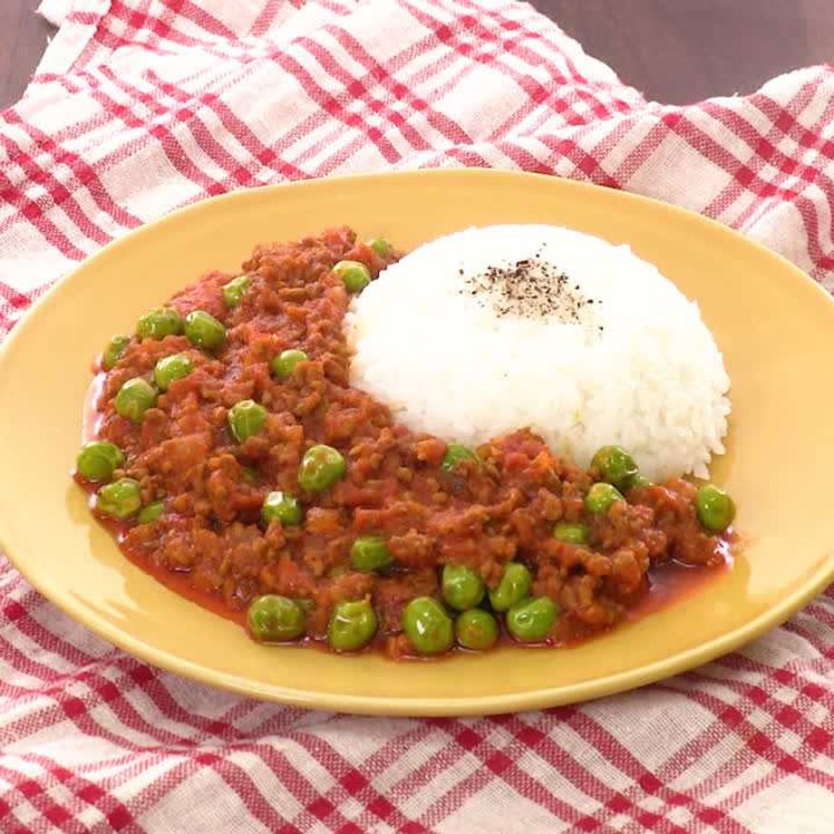 ホクホク感をプラス! グリーンピースキーマカレー